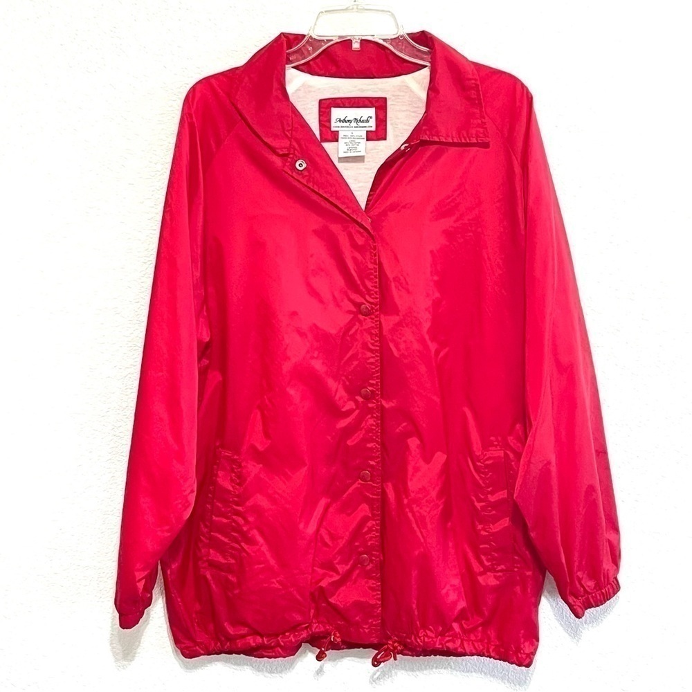 Anthony Richards Amerimark Men Red Coach Windbreaker Button Jacket Size L